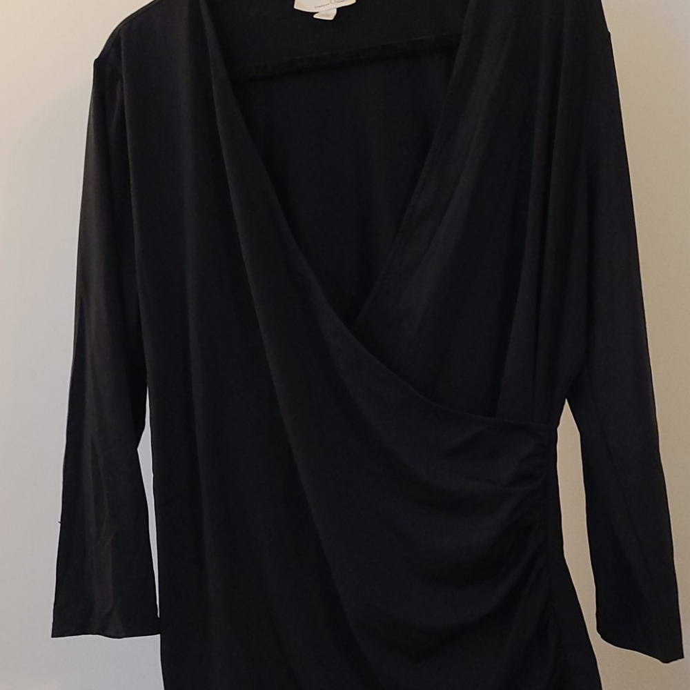 Black V Neck stretch blouse